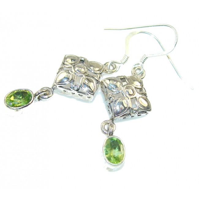 Secret Green Peridot Quartz Sterling Silver earrings