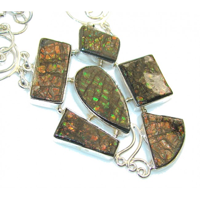Beautiful Red Ammolite Sterling Silver necklace