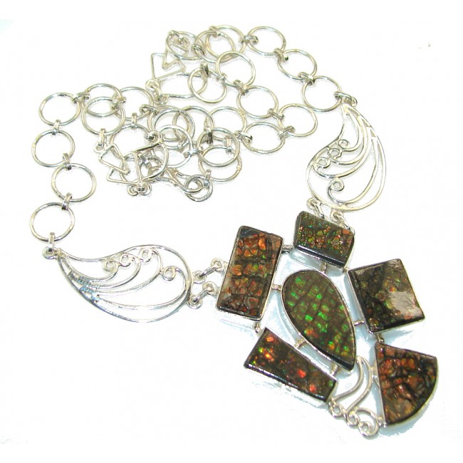 Beautiful Red Ammolite Sterling Silver necklace