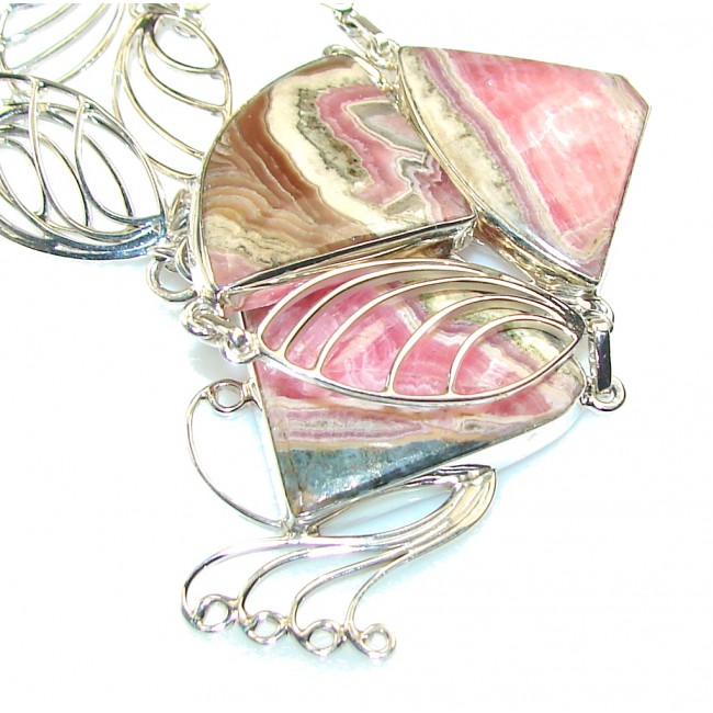 Natural Beauty!! Rhodochrosite Sterling Silver necklace