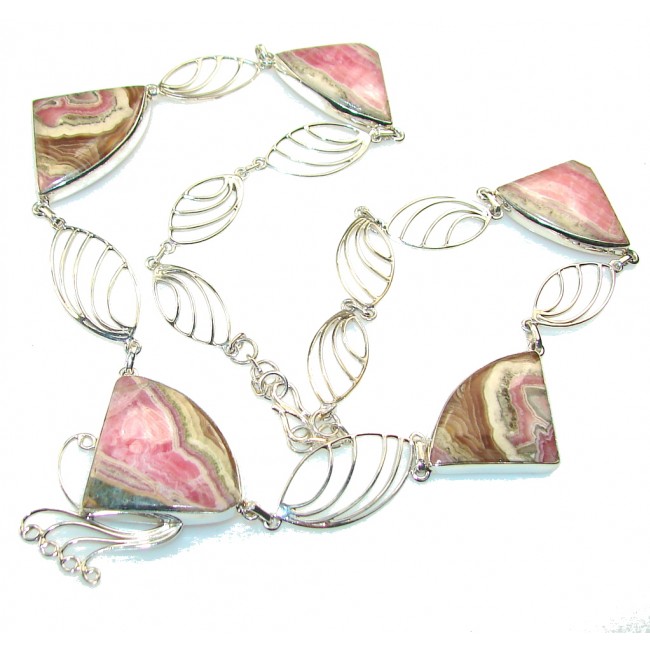 Natural Beauty!! Rhodochrosite Sterling Silver necklace