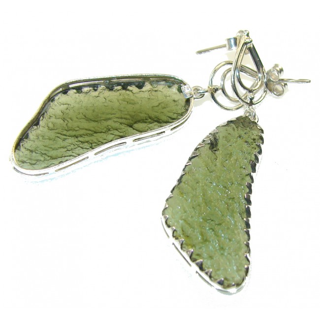Empress!! Green Moldavite Silver Sterling earrings