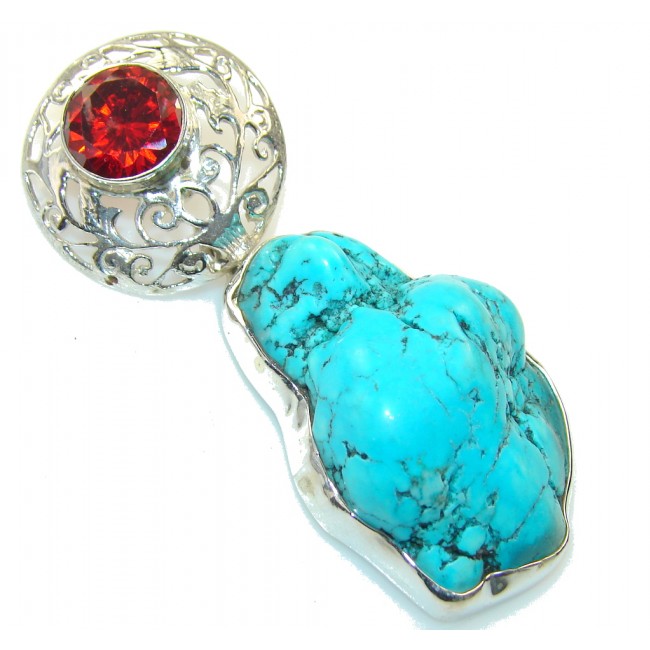 Classic Blue Turquoise Sterling Silver Pendant