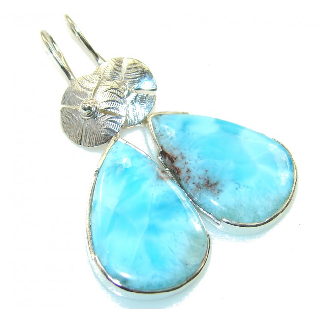 Amazing!! Light Blue Larimar Sterling Silver earrings
