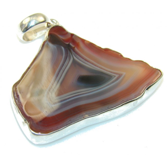 Stylish Design!! Brown Agate Sterling Silver pendant