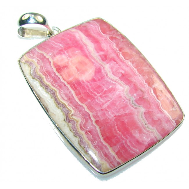 Natural! Pink Rhodochrosite Sterling Silver Pendant