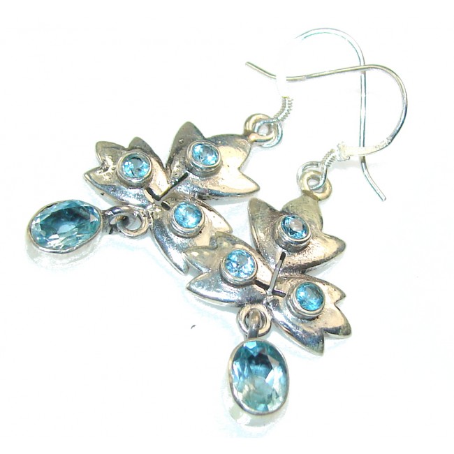 Tropical Swiss Blue Topaz Sterling Silver earrings