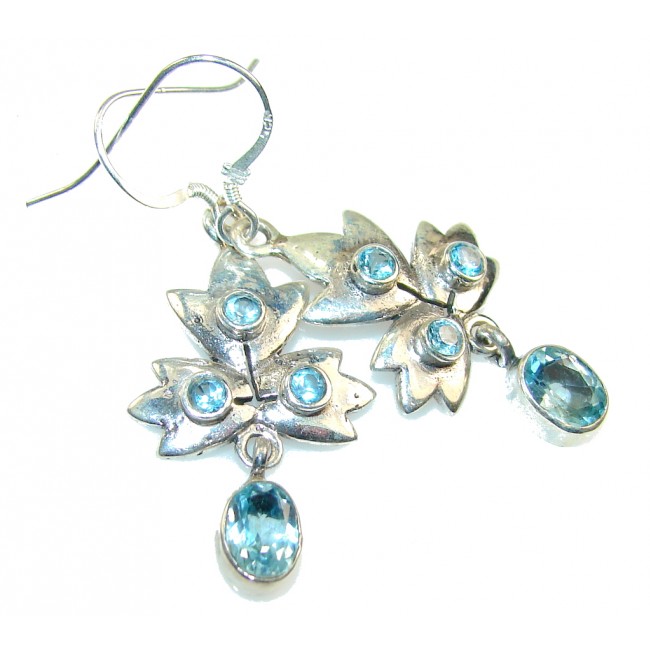 Tropical Swiss Blue Topaz Sterling Silver earrings
