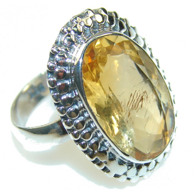 Awesome Yellow & Orange Quartz Sterling Silver Ring s. 8 1/2