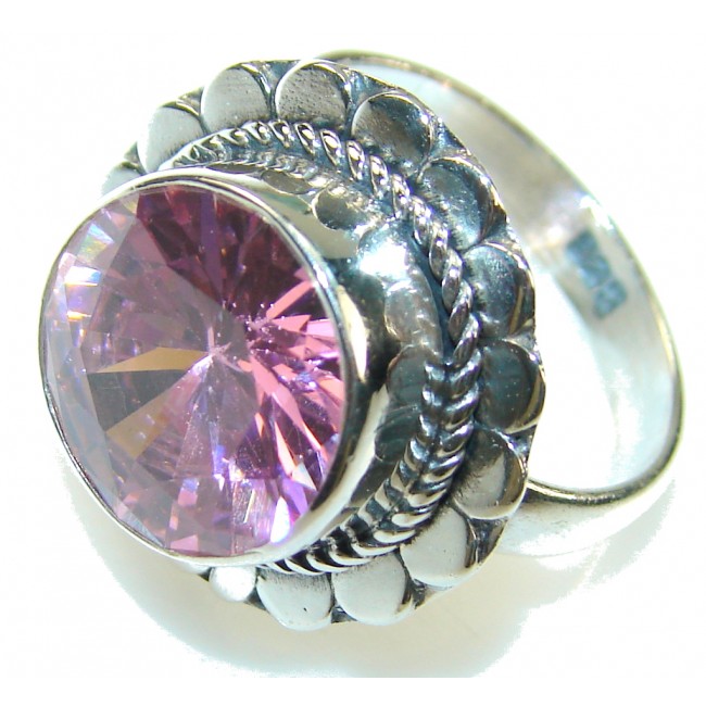 Delicate Pink Quartz Sterling Silver Ring s. 7