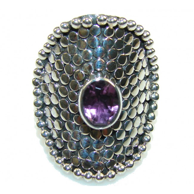 Amazing Purple Amethyst Sterling Silver ring s. 8