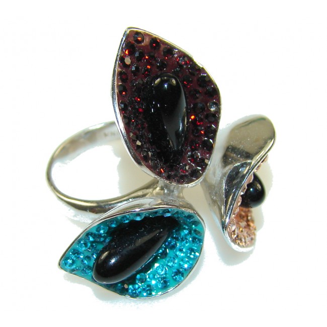 NEW!!! Rich Personality! Black Onyx Sterling Silver Ring s. 6