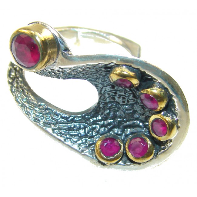 New Style!! Oxidized Silver,13ct. Ruby Sterling Silver Ring s. 8 1/4