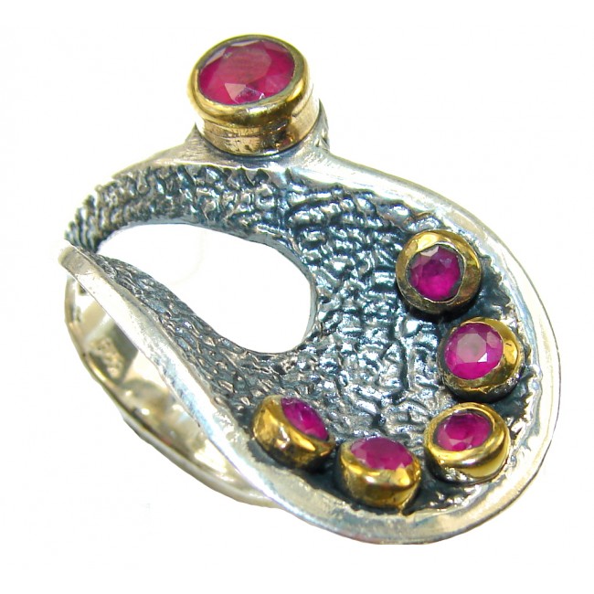 New Style!! Oxidized Silver,13ct. Ruby Sterling Silver Ring s. 8 1/4