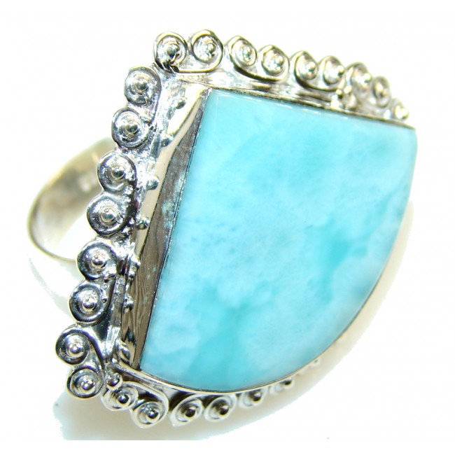 Big!! Amazing Blue Larimar Sterling Silver Ring s. 12