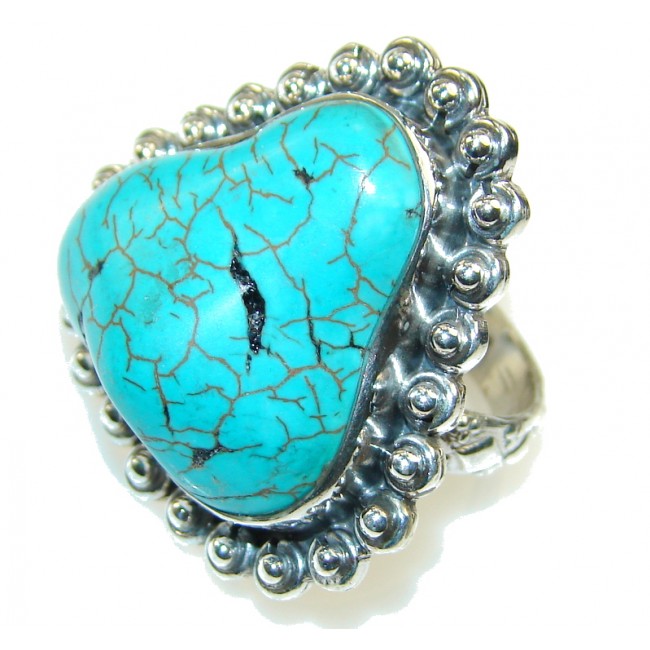 Classic Blue Turquoise Sterling Silver Ring s. 8