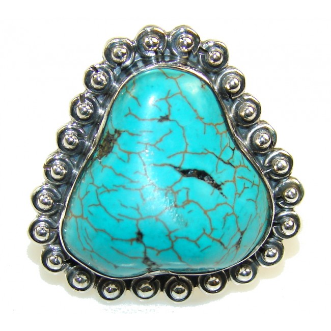 Classic Blue Turquoise Sterling Silver Ring s. 8