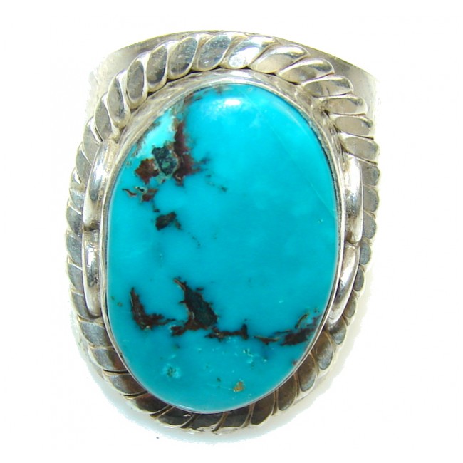 New Fabulous Xmas Blue Turquoise Sterling Silver Ring s. 9 1/2