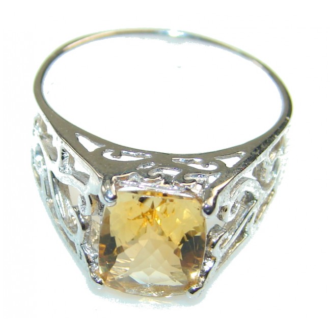 Awesome Light Yellow Citrine Sterling Silver ring s. 9 1/2