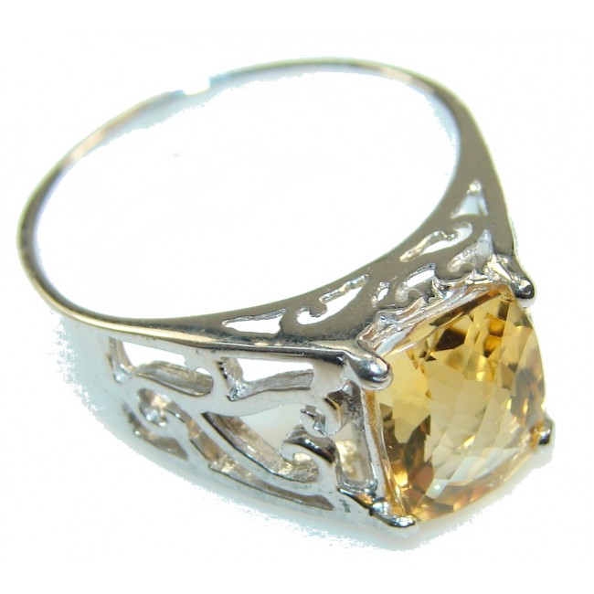 Awesome Light Yellow Citrine Sterling Silver ring s. 9 1/2