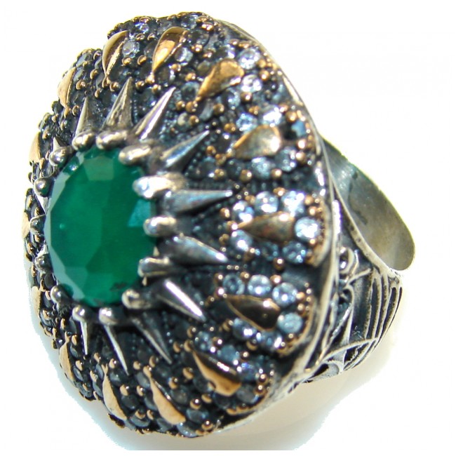 Garden Island! Green Emerald Sterling Silver ring s. 7