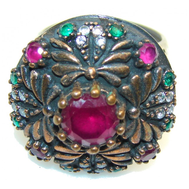 Turkish Style! Pink Ruby Sterling Silver ring s. 8 1/2