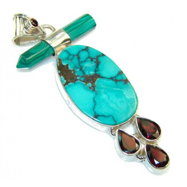 Great Blue Turquoise Sterling Silver Pendant