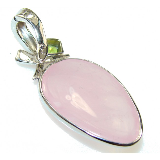 Heart Of Rose!! Pink Rose Quartz Sterling Silver pendant