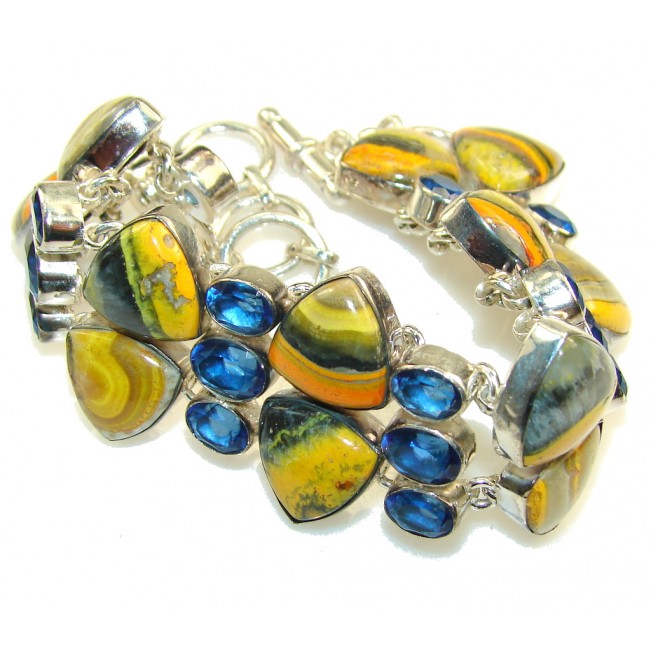 Perfection!! Yellow Bumble Bee Jasper Sterling Silver Bracelet