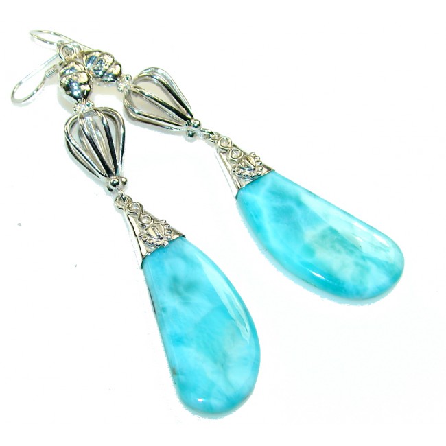 Amazing Blue Larimar Sterling Silver earrings