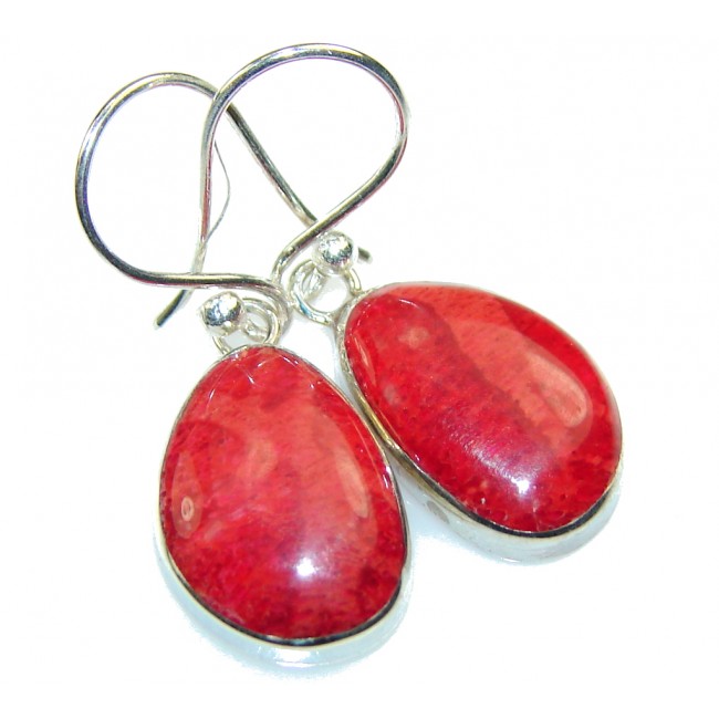 Petite Red Fossilized Coral Sterling Silver earrings