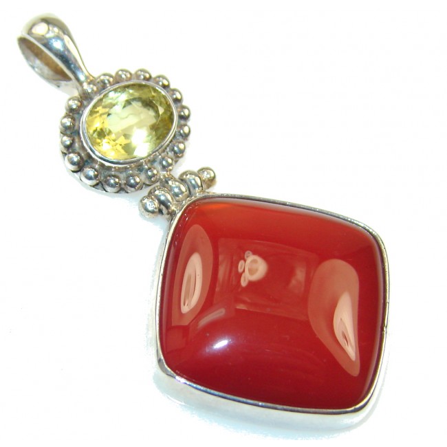 Azure Fruit!! Brown Agate Sterling Silver Pendant