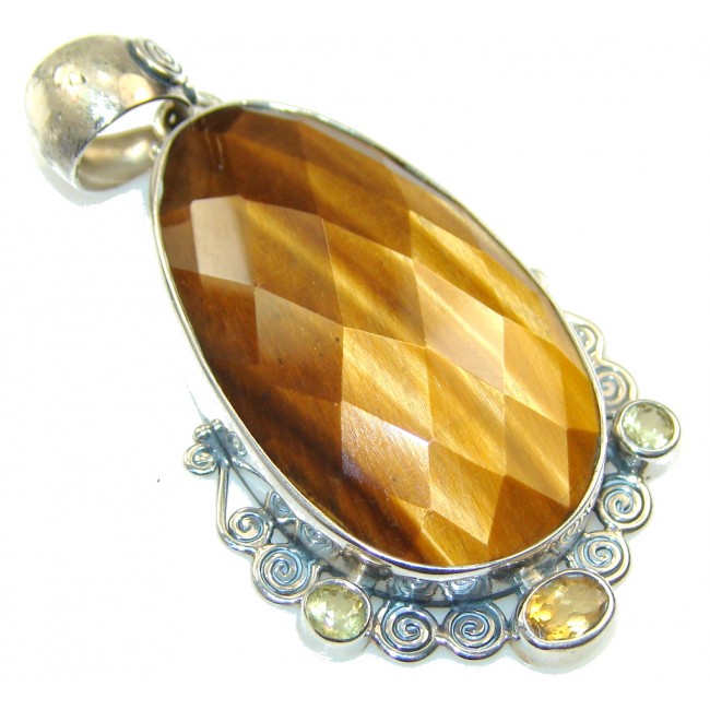 Gorgeous Golden Tigers Eye Sterling Silver Pendant