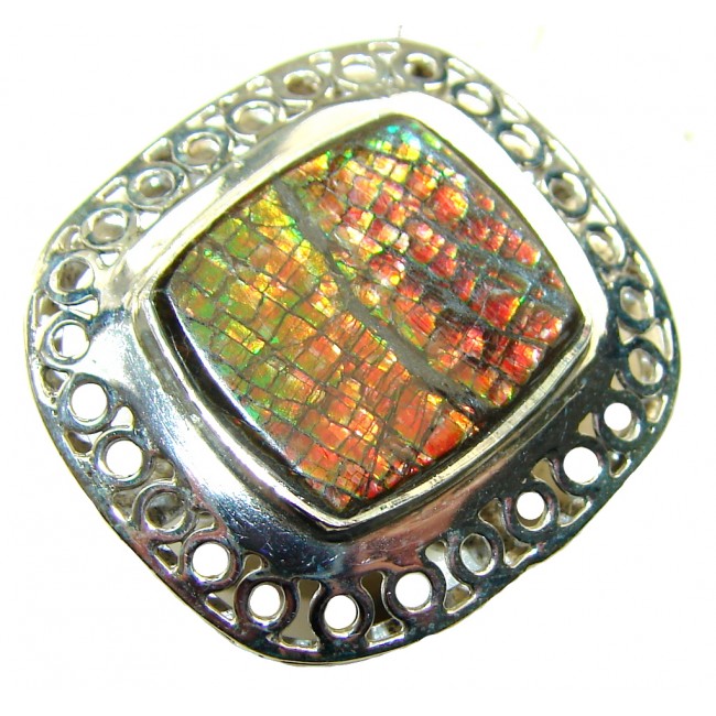 Beautiful Multicolor Ammolite Sterling Silver ring s. 9