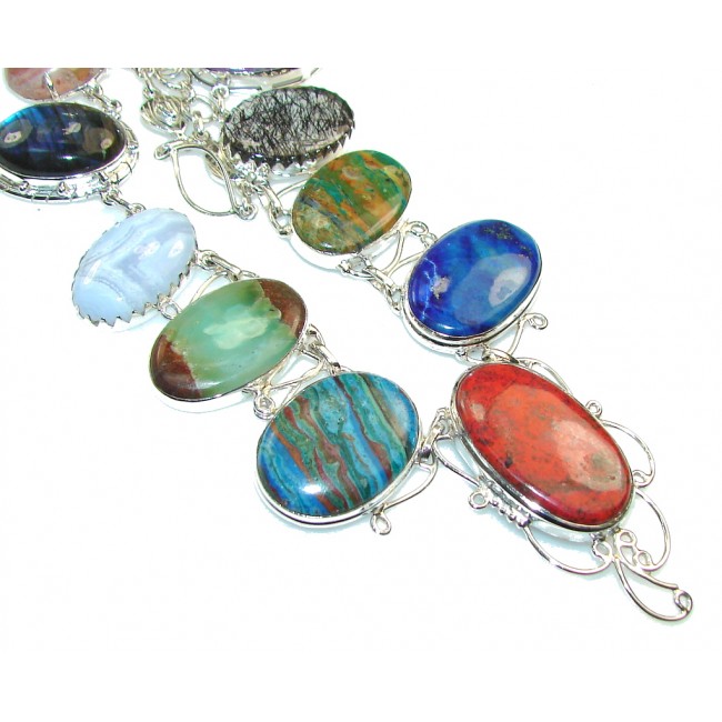 Natural Beauty!! Multigems Sterling Silver Necklace