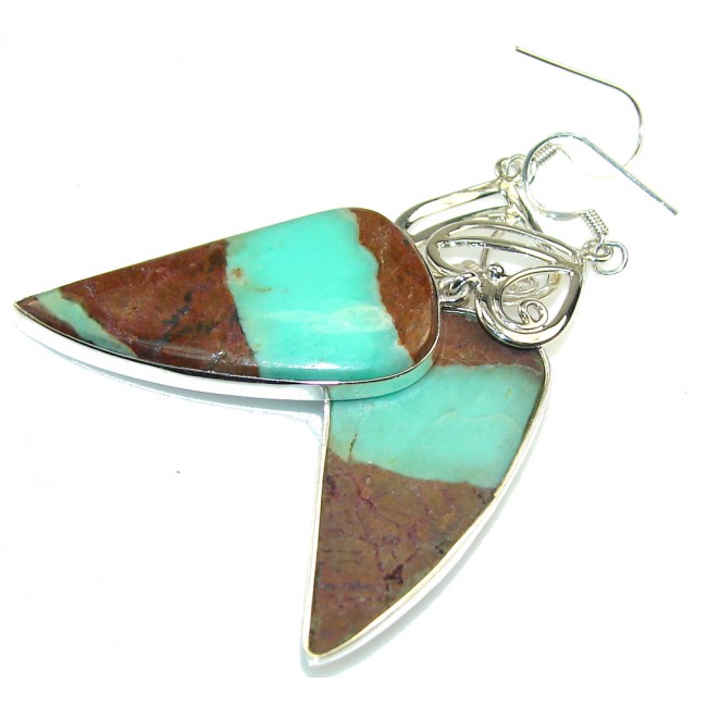 Awesome Design!! Peruvian Green Opal Sterling Silver earrings