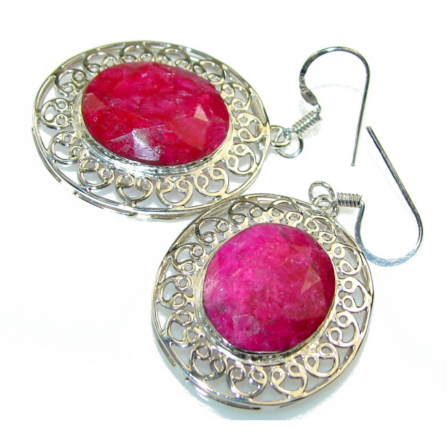 Simple Pink Ruby Sterling Silver earrings