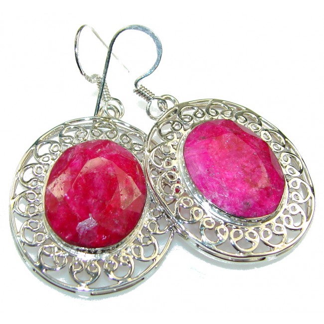 Simple Pink Ruby Sterling Silver earrings