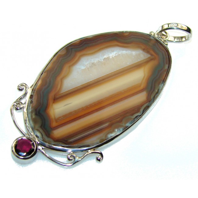 Big Classy Style Agate Sterling Silver Pendant