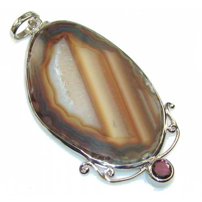 Big Classy Style Agate Sterling Silver Pendant