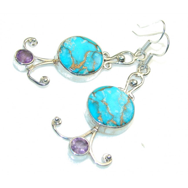 Sleeping Beauty!! Copper Turquoise Sterling Silver earrings