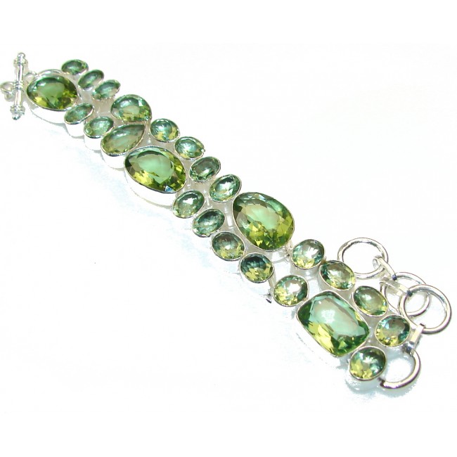Spring Garland!! Green Amethyst Sterling Silver Bracelet