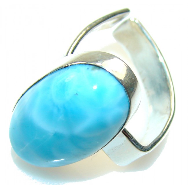 Fabulous Style!! Blue Larimar Sterling Silver Ring s. 8 - Adjustable