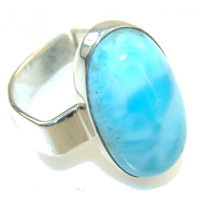 Fabulous Style!! Blue Larimar Sterling Silver Ring s. 8 - Adjustable
