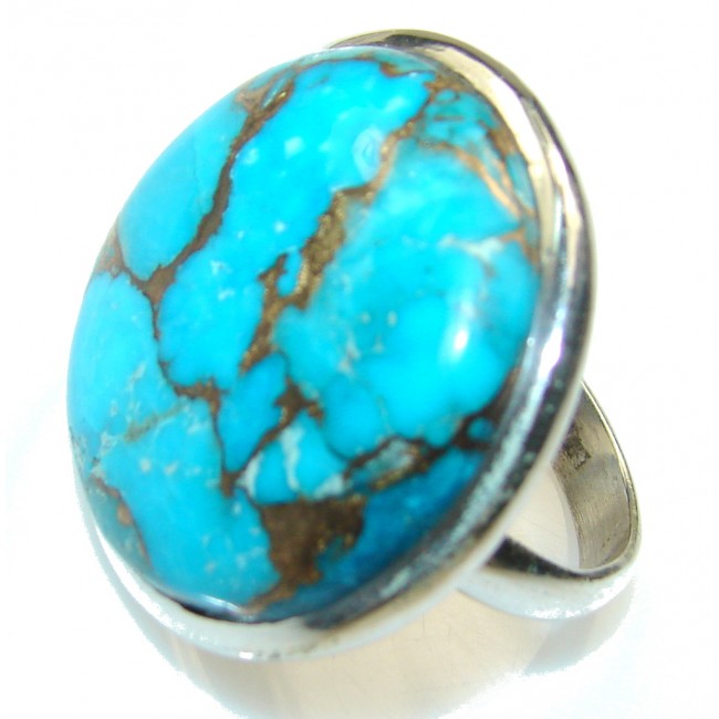 Blue Copper Turquoise Sterling Silver Ring s. 7 1/4