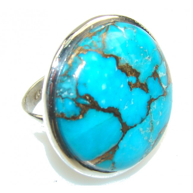 Blue Copper Turquoise Sterling Silver Ring s. 7 1/4