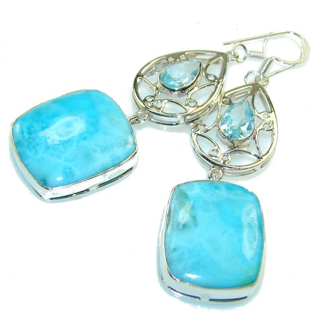Regal Blue!! Blue Larimar Sterling Silver earrings