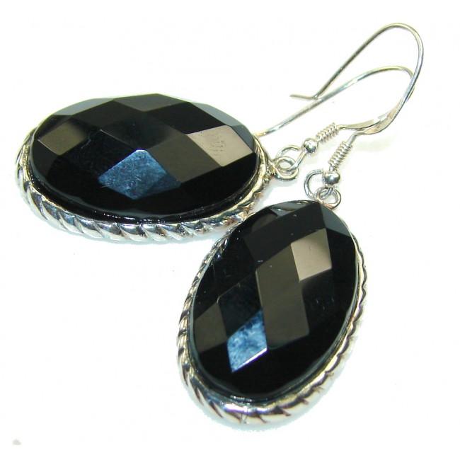 Natural Black Onyx Sterling Silver earrings