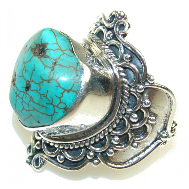 Big!! Classy Blue Turquoise Sterling Silver Ring s. 11