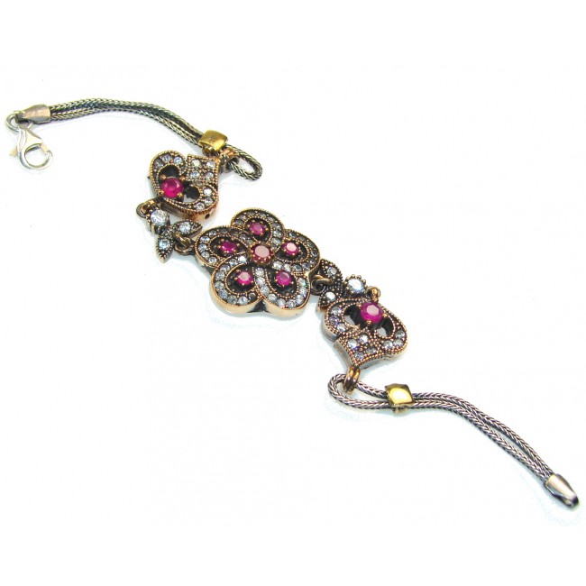 Precious Design!! Pink Ruby Sterling Silver Bracelet